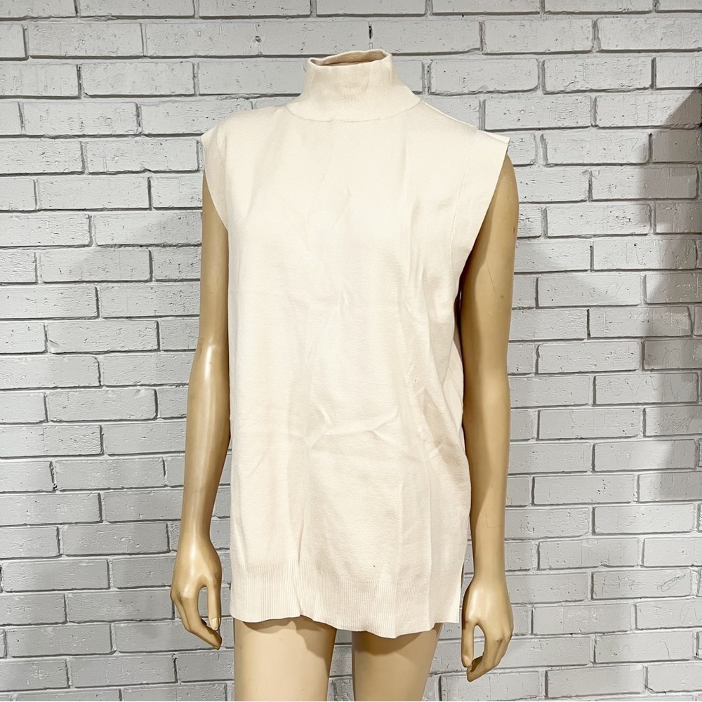 Fashion Union Sleeveless Cream Turtleneck